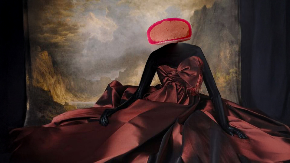 woman in black shirt with burgundy flowing dress